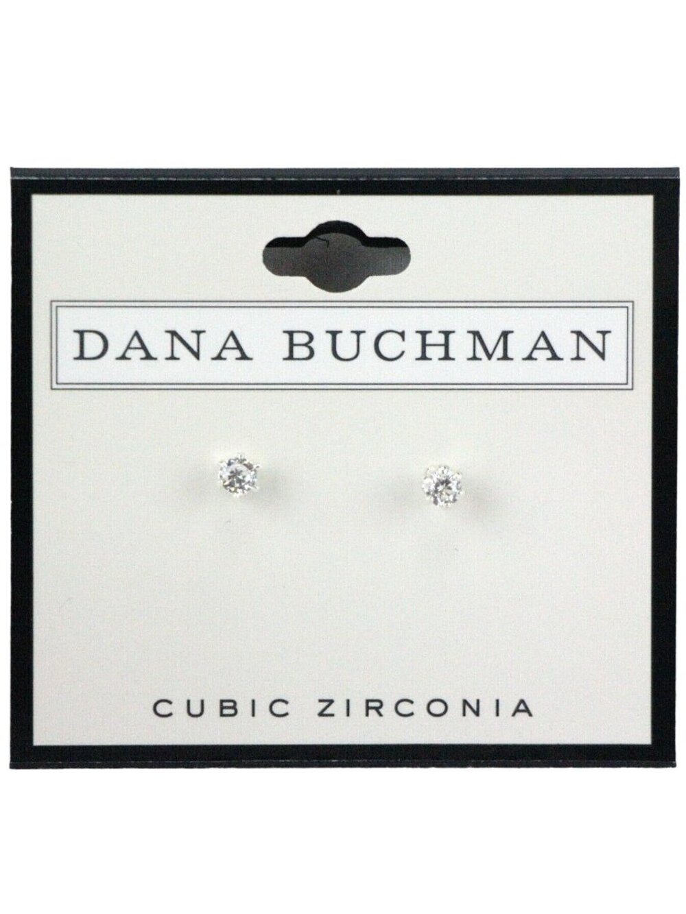 Dana Buchman Earrings Cubic Zirconia Studs 3/16" Silver-Tone